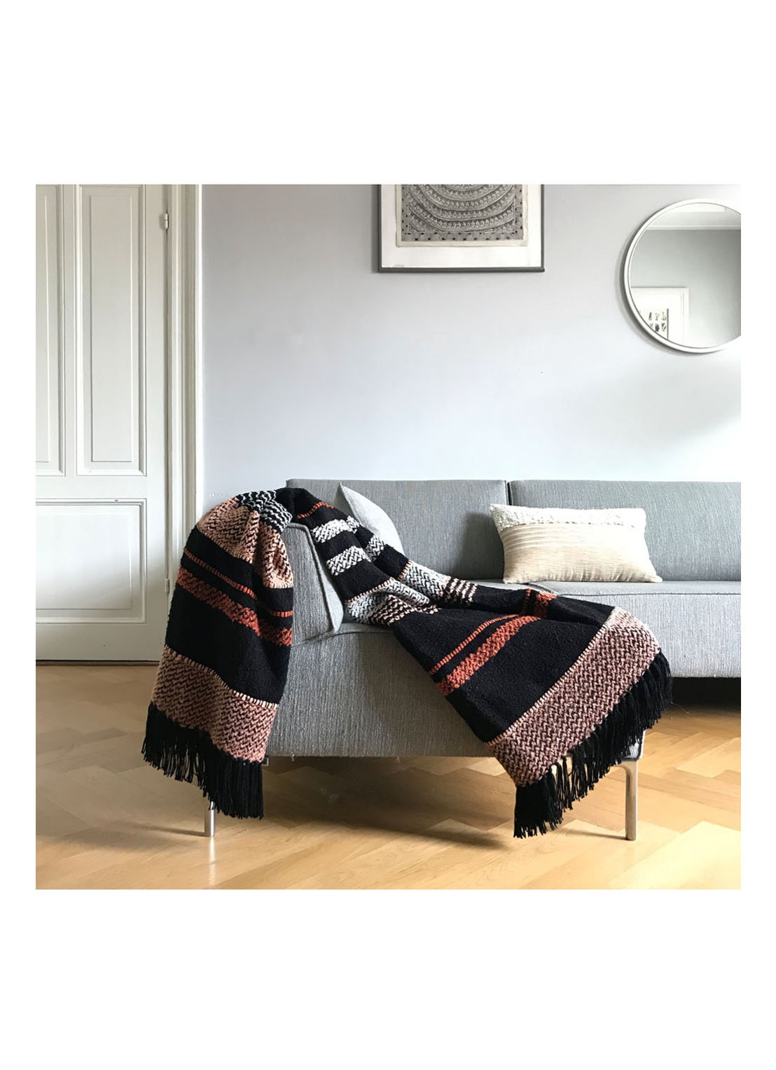 Malagoon Multicolor plaid 125 x 150 cm - voorkant 2 zwart