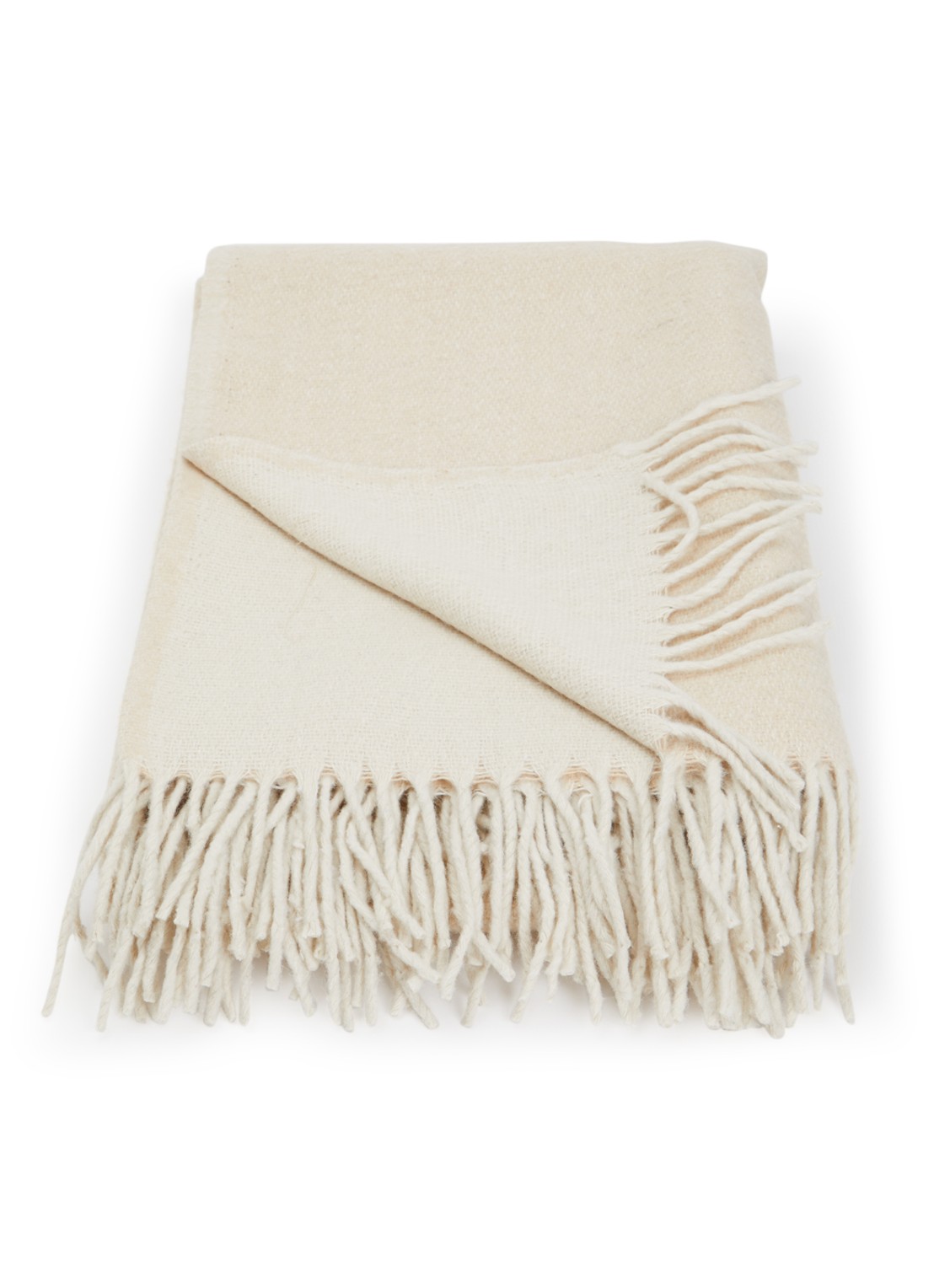 Malagoon Plaid in wolblend 130 x 170 cm - voorkant 2 beige