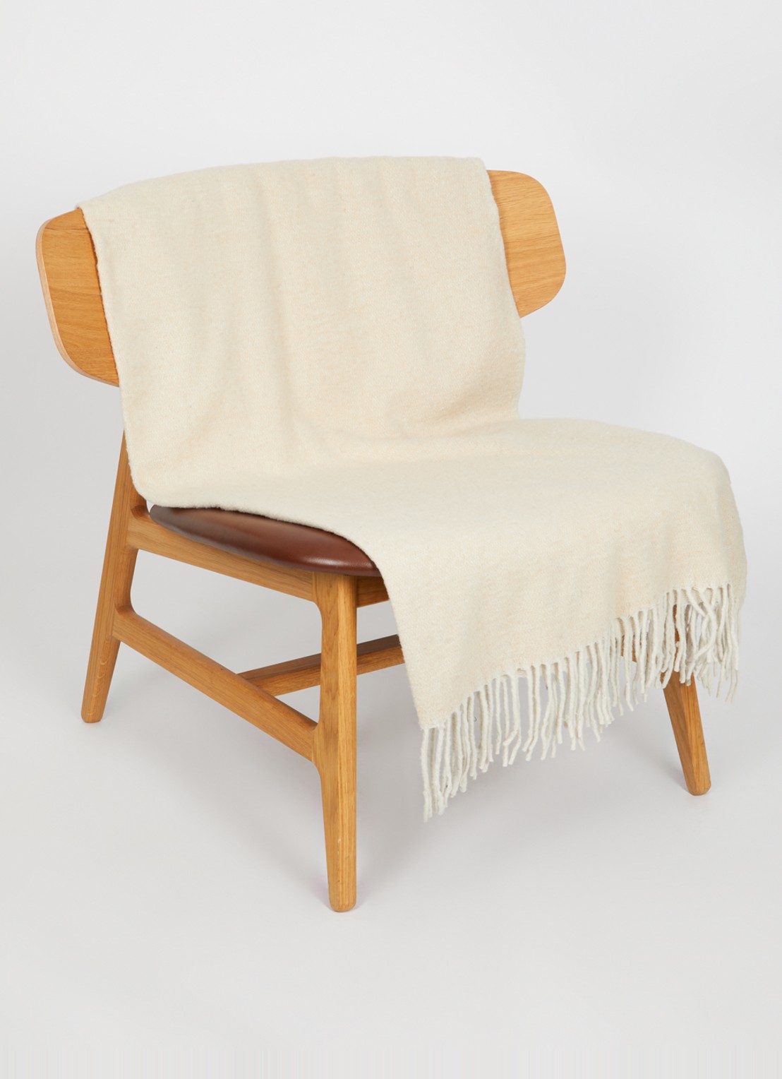 Malagoon Plaid in wolblend 130 x 170 cm - voorkant 3 beige