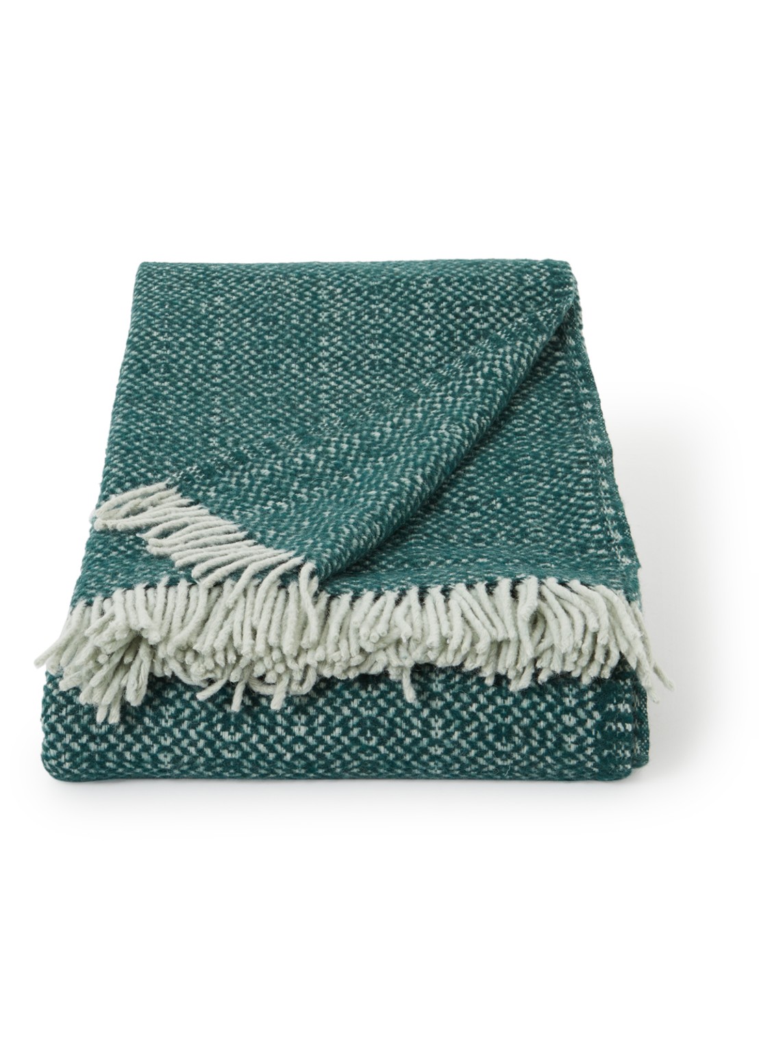 Malagoon Plaid in wolblend 131 x 170 cm  - voorkant 2 donkergroen