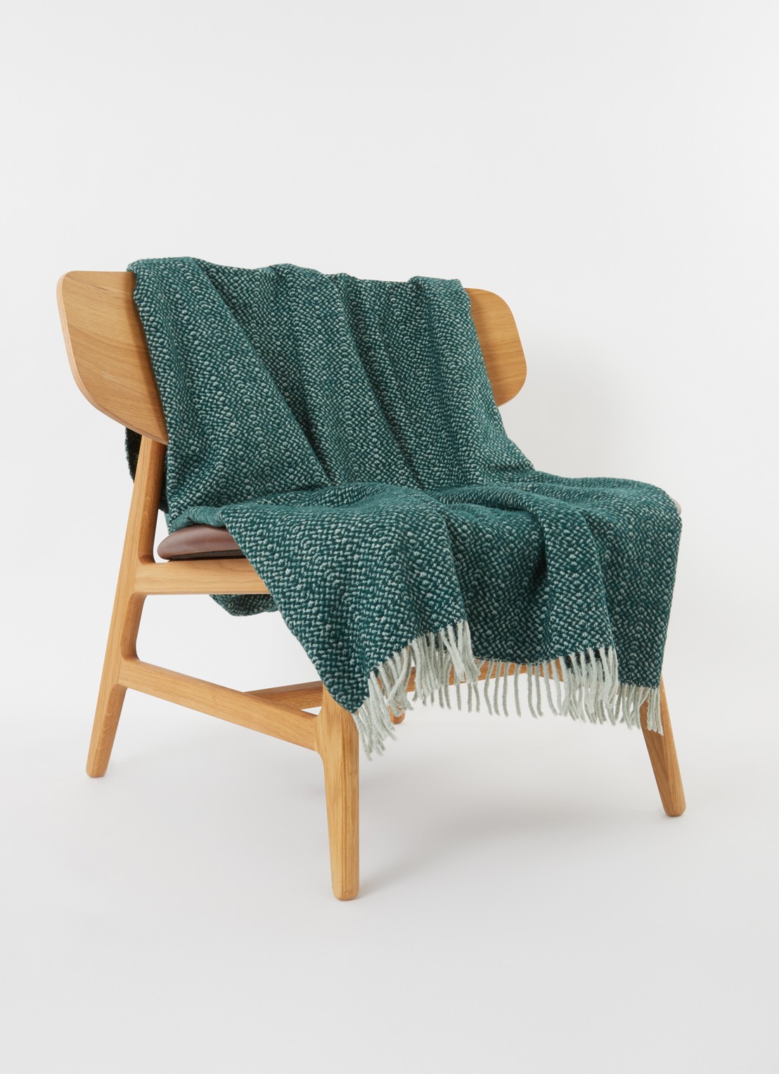 Malagoon Plaid in wolblend 131 x 170 cm  - voorkant 3 donkergroen