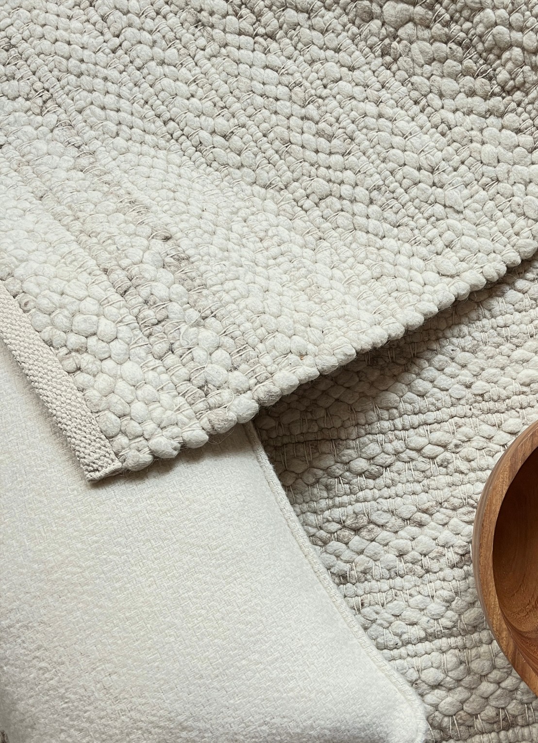 Malagoon Rustic vloerkleed in wolblend 140 x 200 cm - detail 3 beige