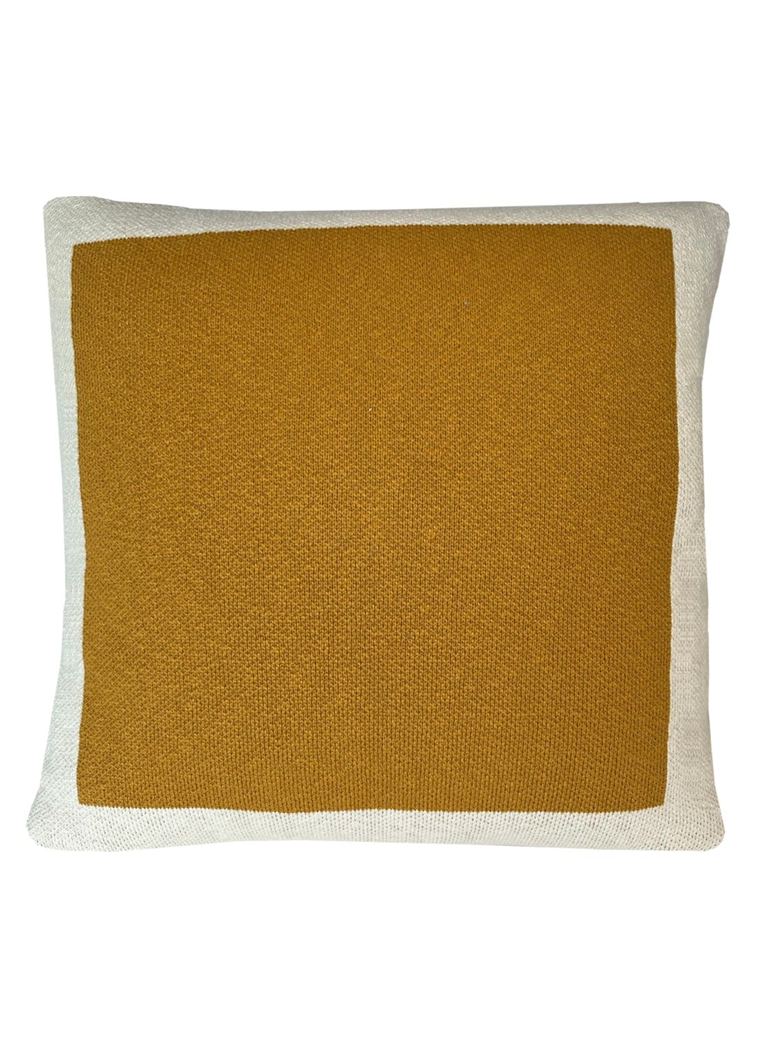 Malagoon Solid Knitted sierkussen 50 x 50 cm - voorkant 2 okergeel