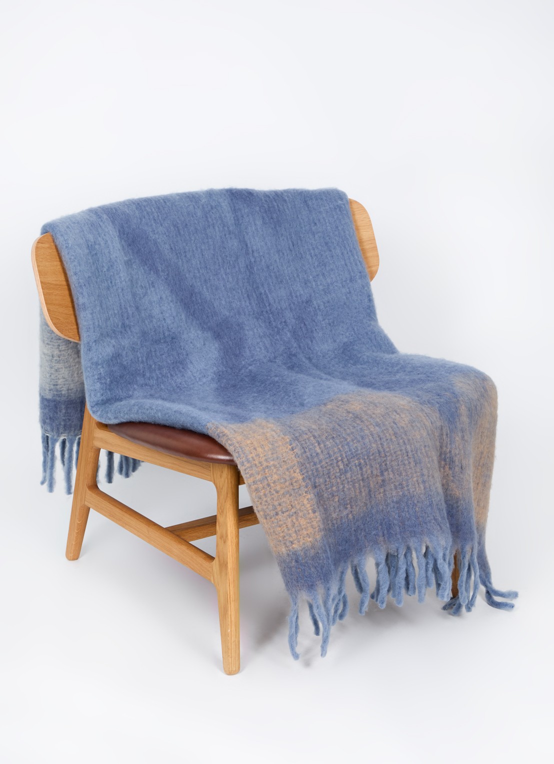 Malagoon Zapotec plaid 125 x 150 cm - voorkant 3 staalblauw