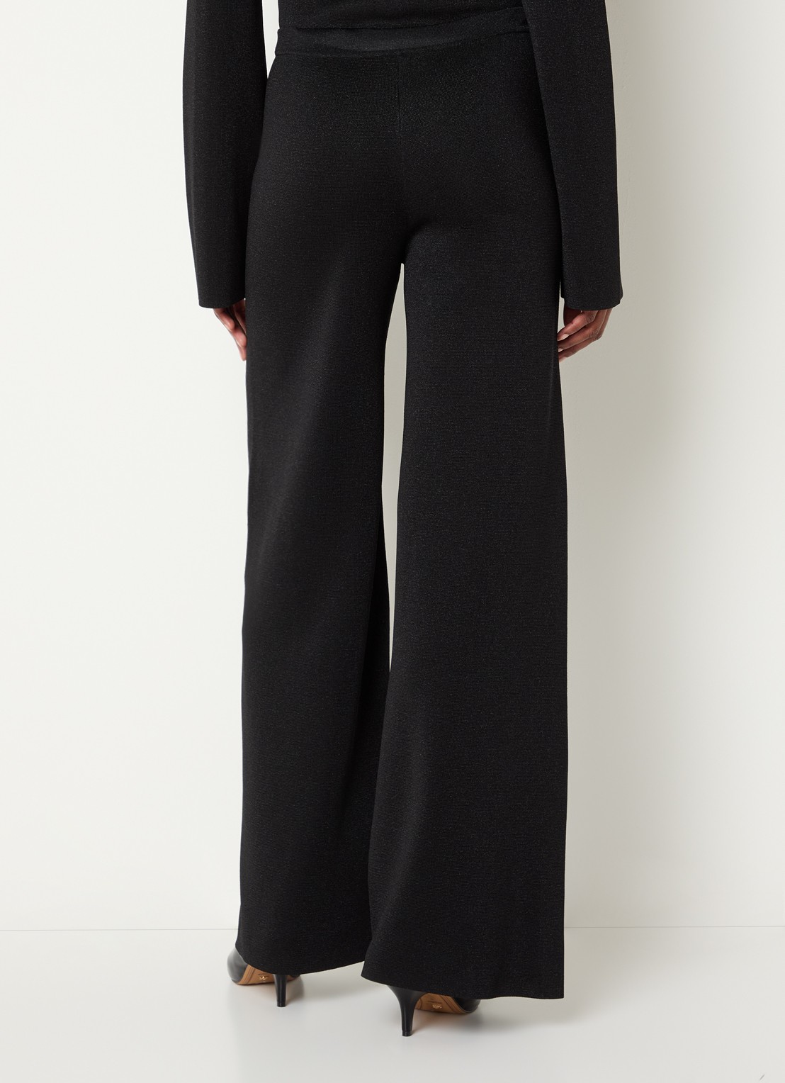 Malina Ammie high waist wide fit broek met lurex - achterkant 2 zwart