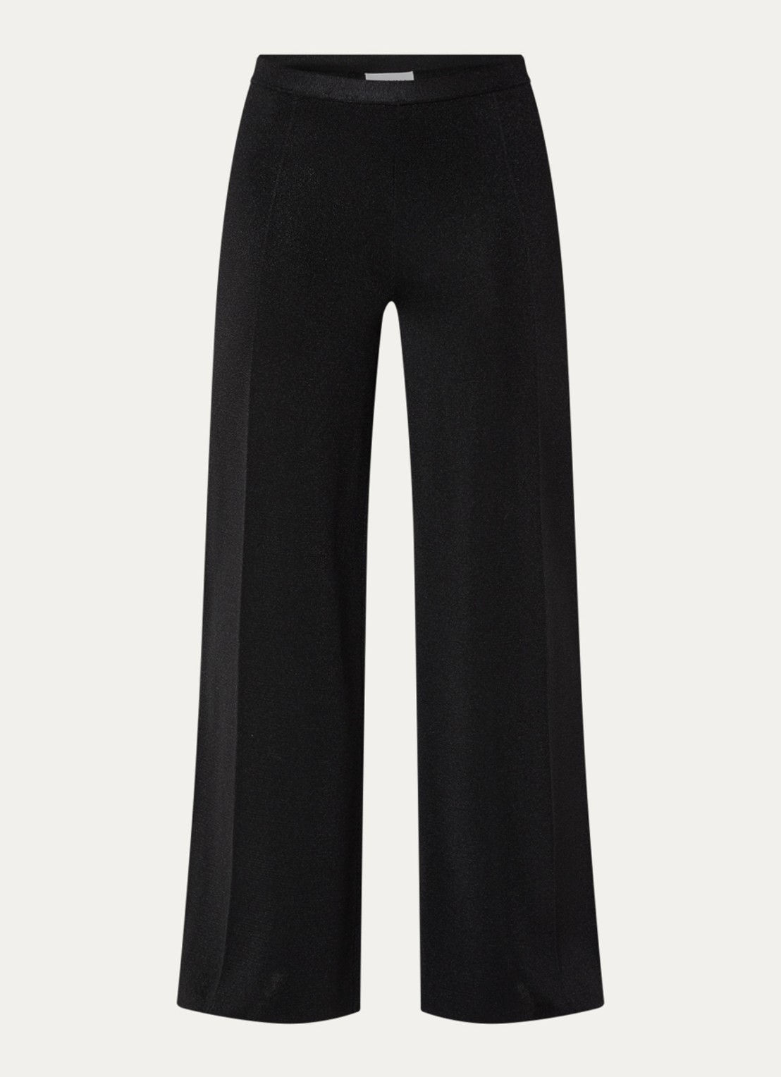 Malina Ammie high waist wide fit broek met lurex - voorkant 3 zwart