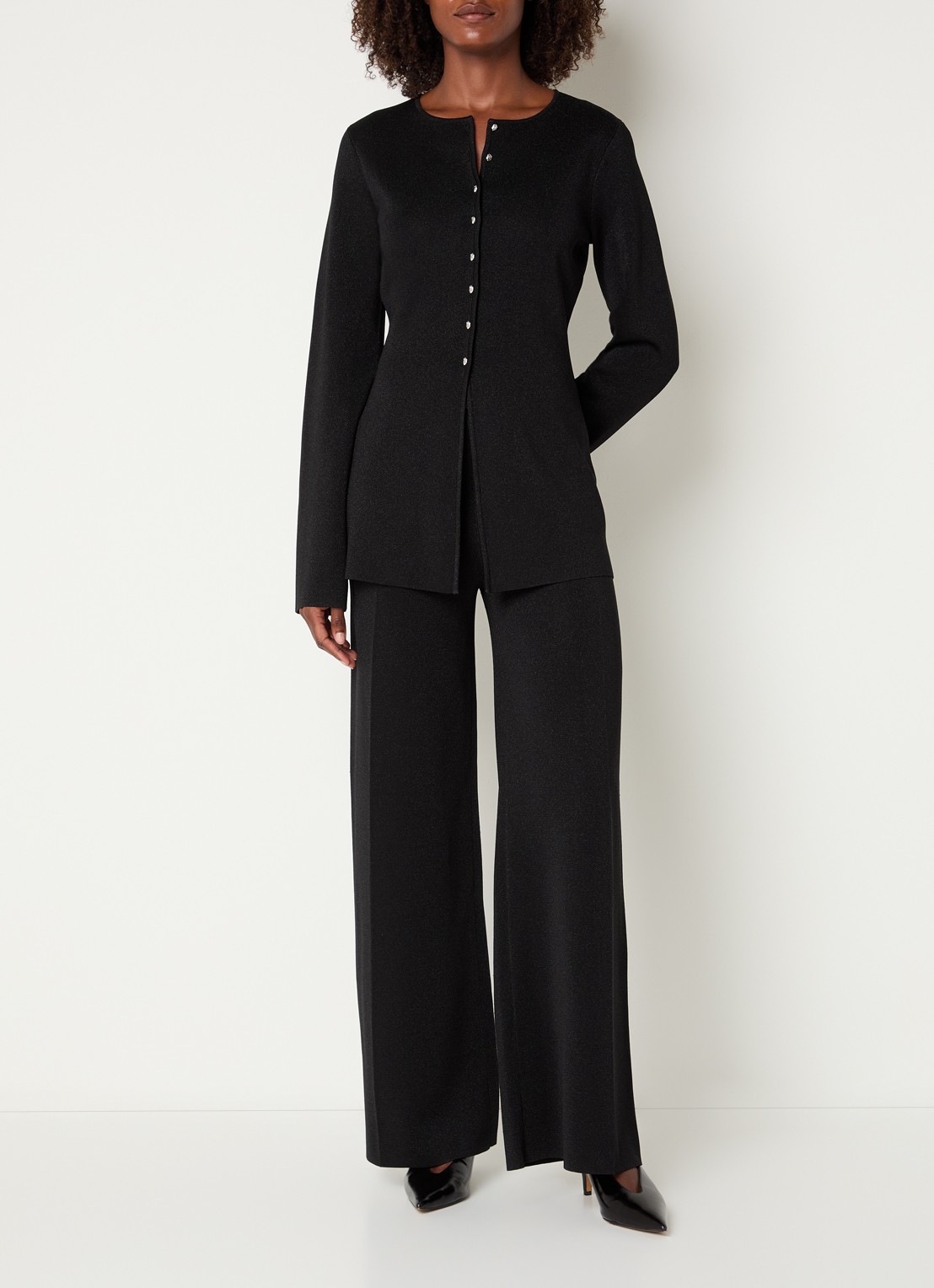 Malina Azra vest met lurex  - voorkant 2 zwart