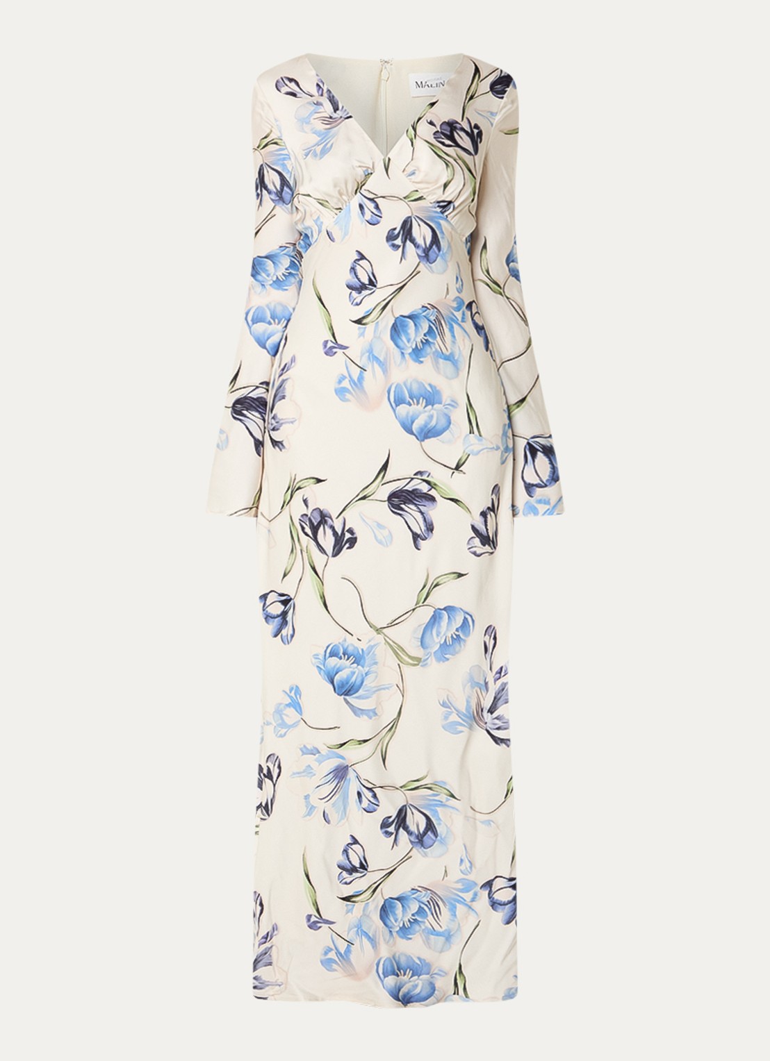 Malina Carolina maxi jurk met bloemenprint - voorkant gebroken wit