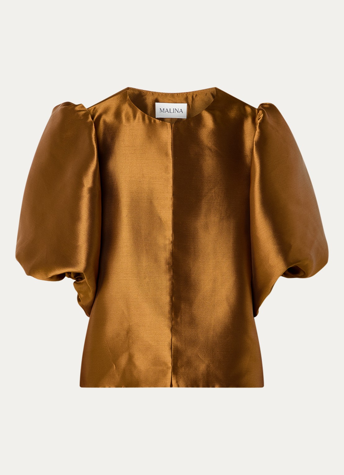 Malina Cleo blouse met pofmouw - voorkant 2 donkeroranje