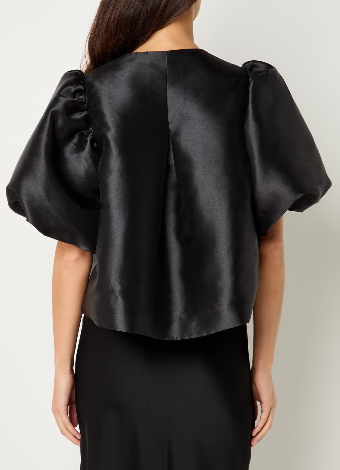 Malina Cleo blouse met pofmouw - achterkant zwart