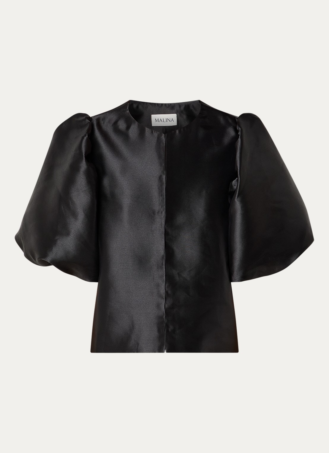 Malina Cleo blouse met pofmouw - voorkant 2 zwart