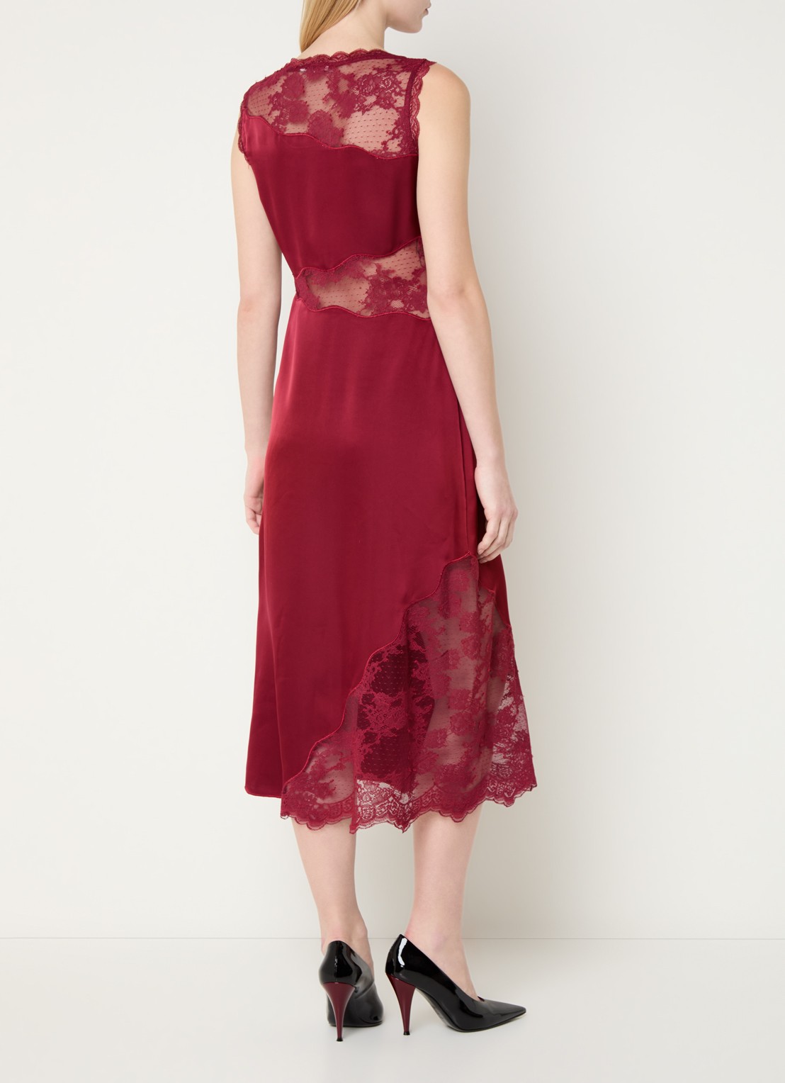Malina Desire midi jurk van satijn met details van kant - achterkant 4 ruby-12149