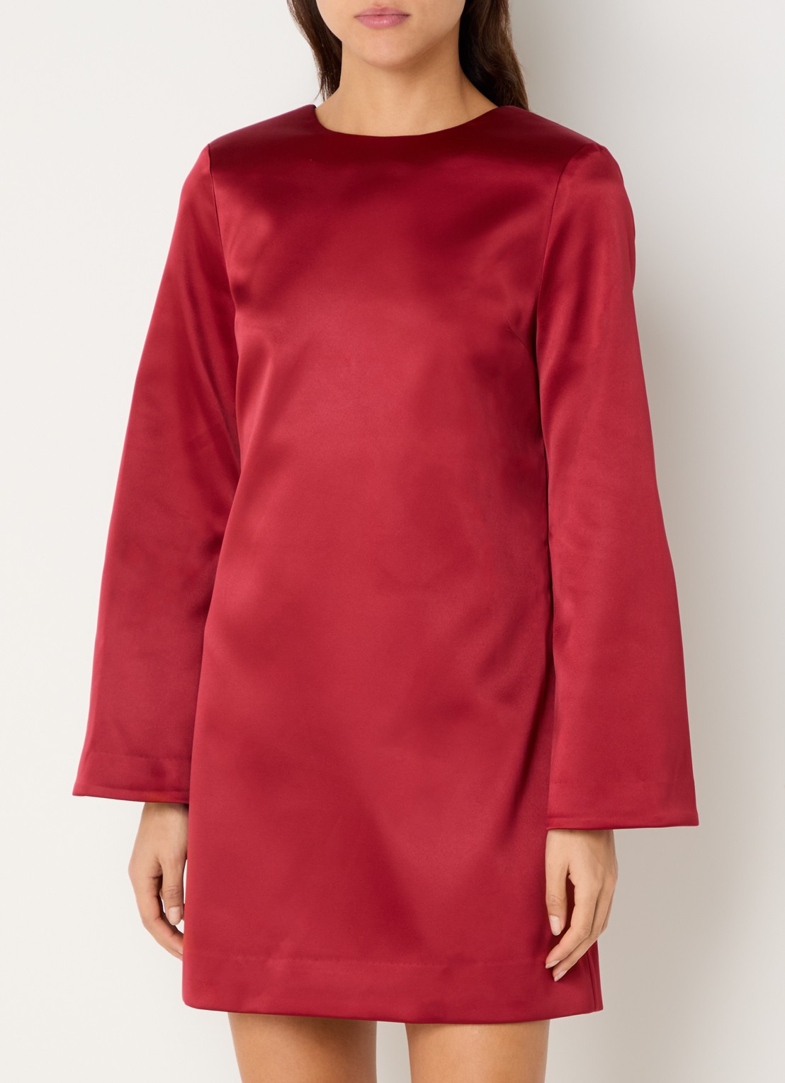 Malina Elna mini jurk met rugdecolleté - achterkant 4 donkerrood