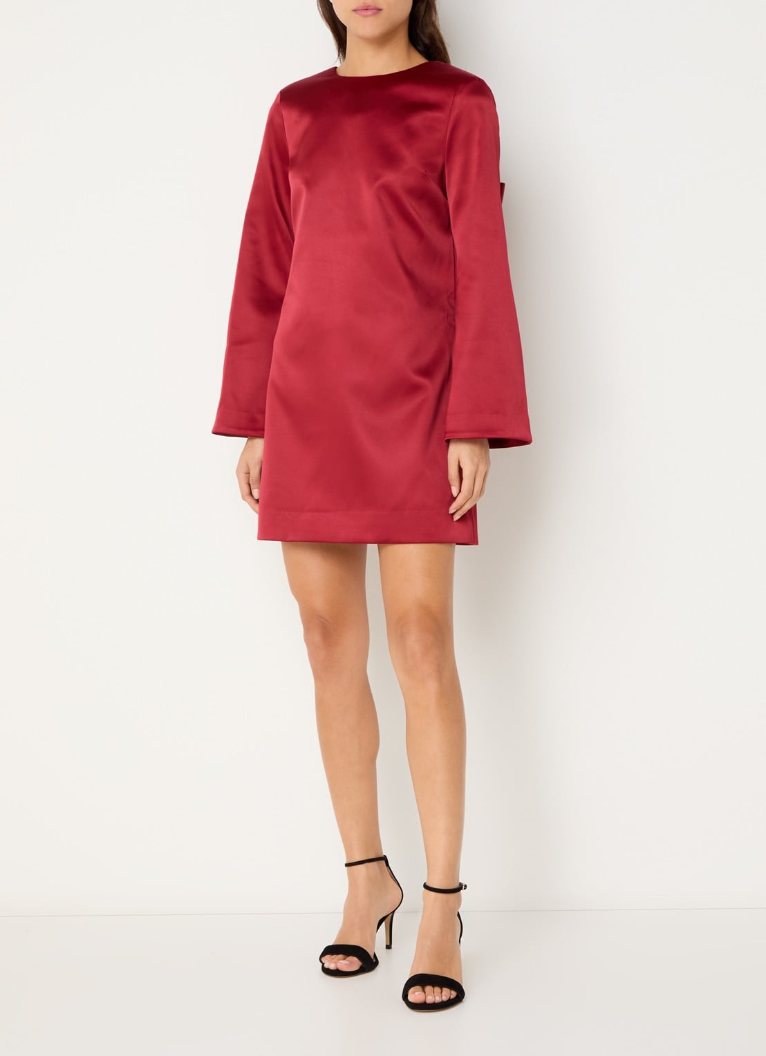Malina Elna mini jurk met rugdecolleté - voorkant 2 donkerrood
