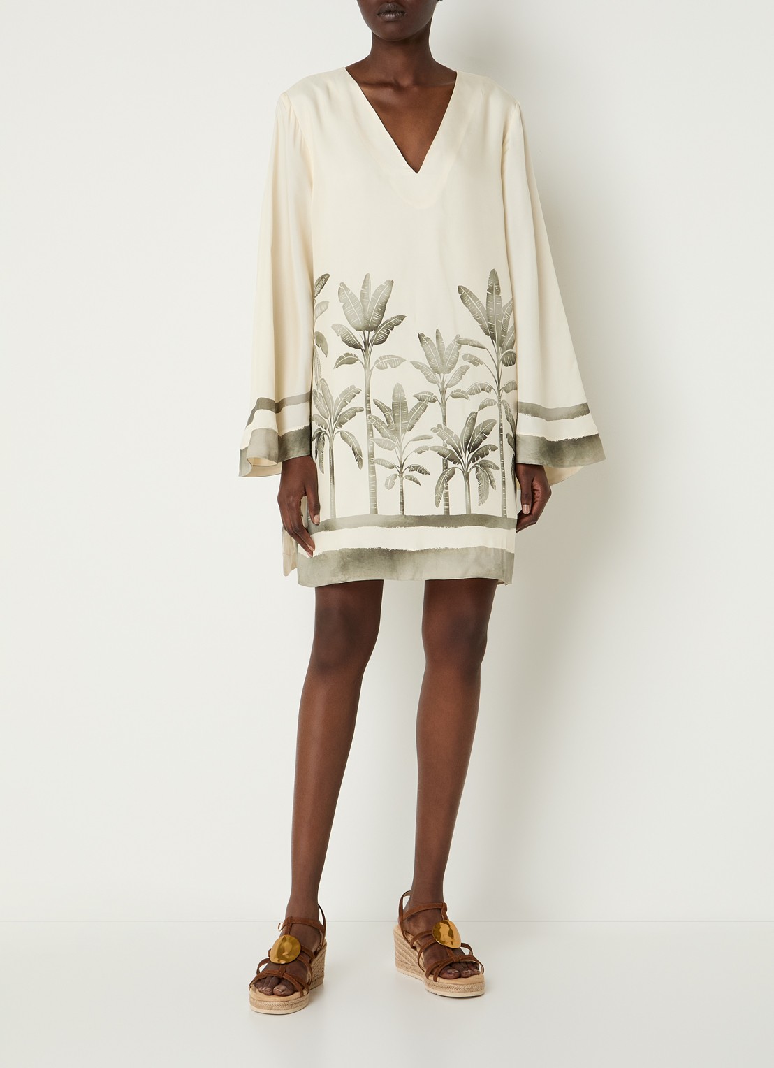 Malina Leonella mini jurk met bloemenprint - voorkant 4 creme