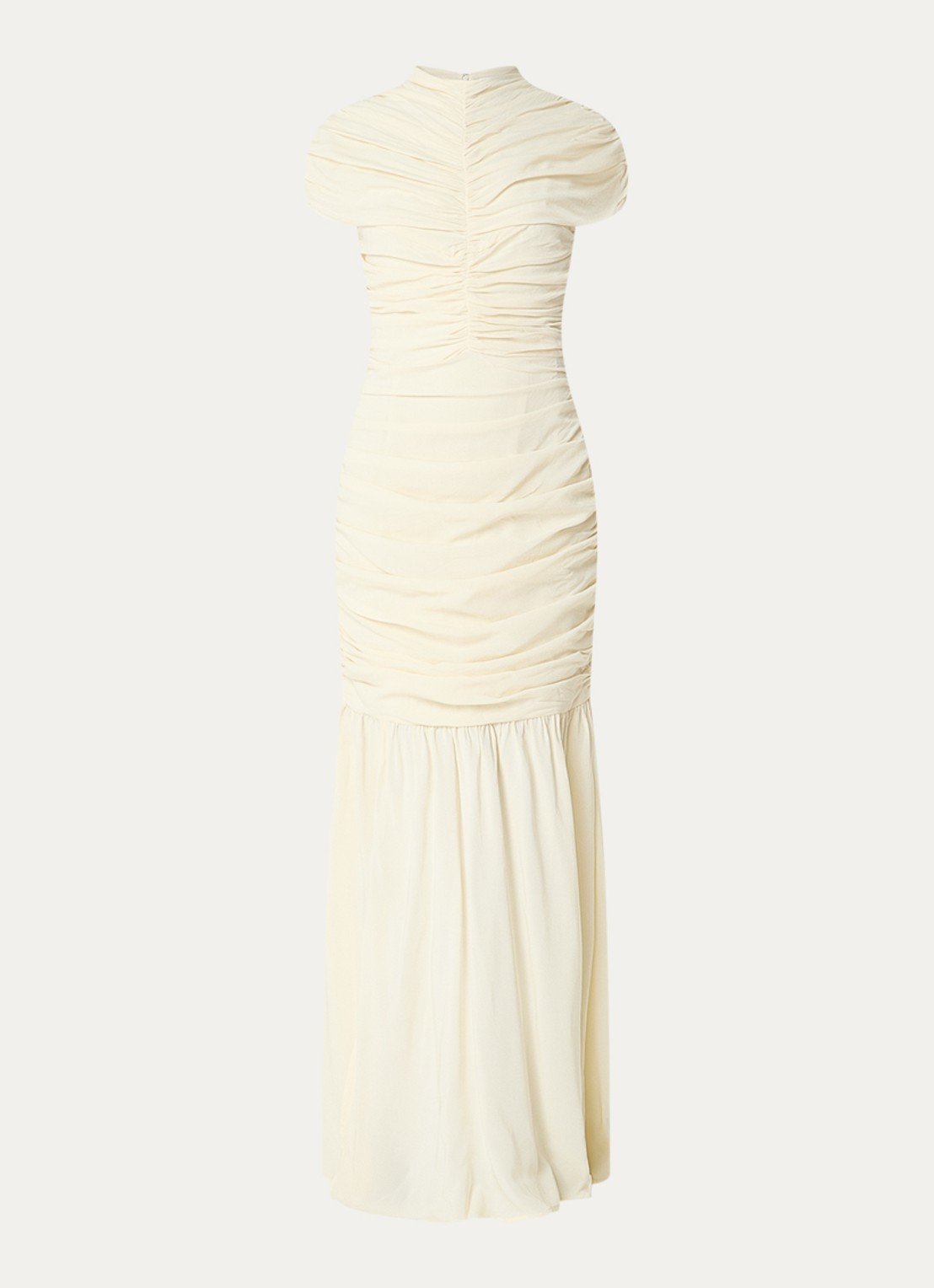Malina Loana maxi jurk met split en gedrapeerd detail - voorkant creme