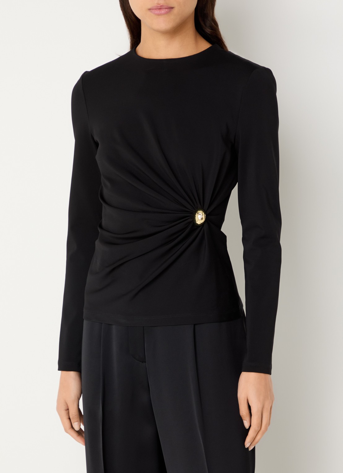 Malina Mailey top met plooidetail - detail 4 zwart