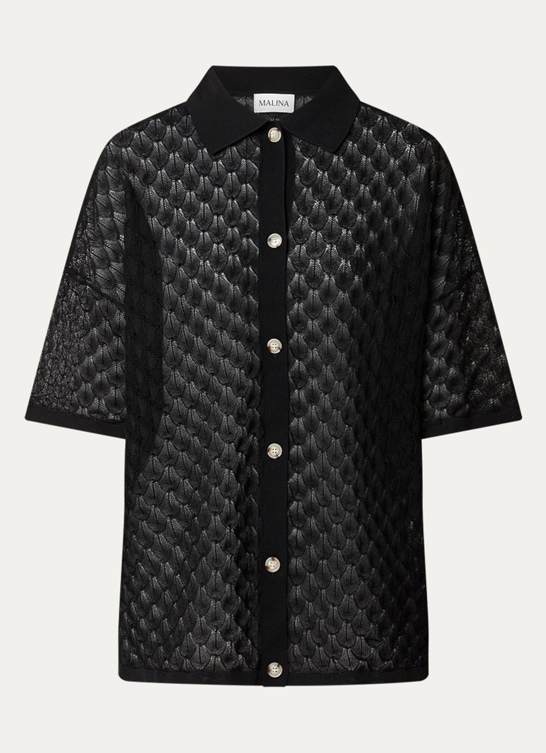 Malina Moa grofgebreide blouse - voorkant 2 zwart