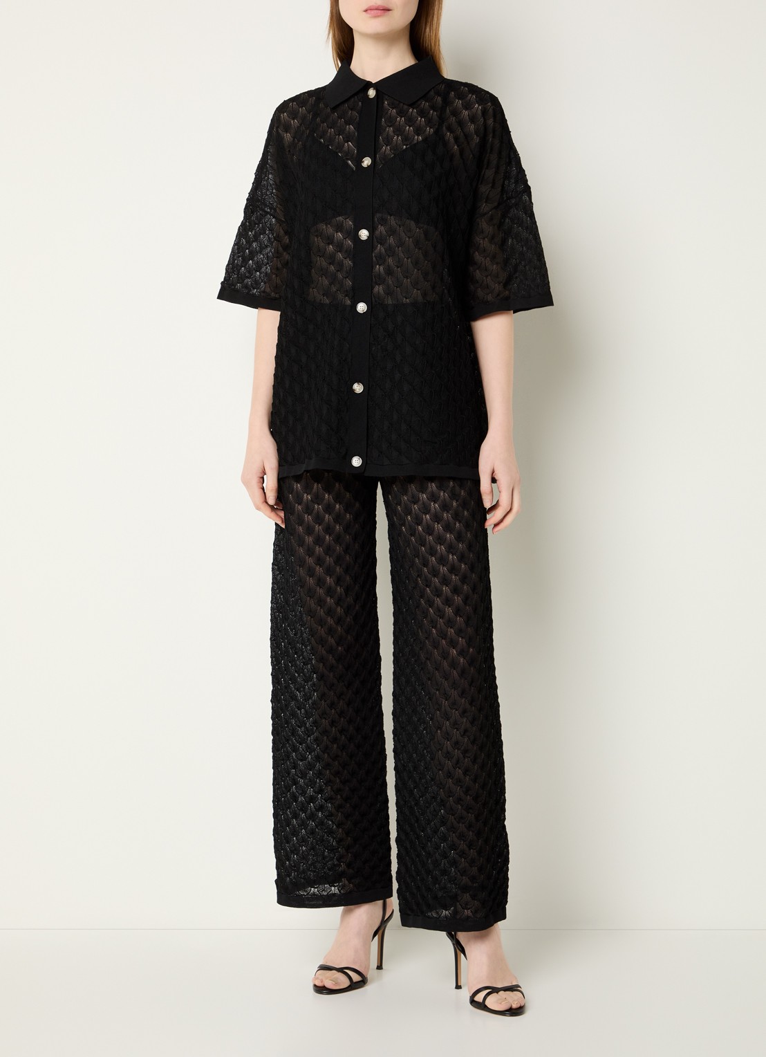 Malina Moa grofgebreide blouse - voorkant 3 zwart