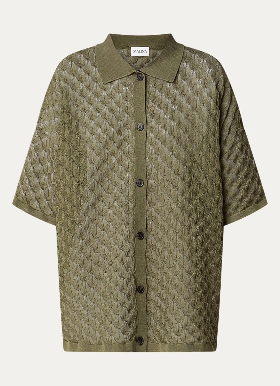 Malina Moa grofgebreide blouse - voorkant olijfgroen