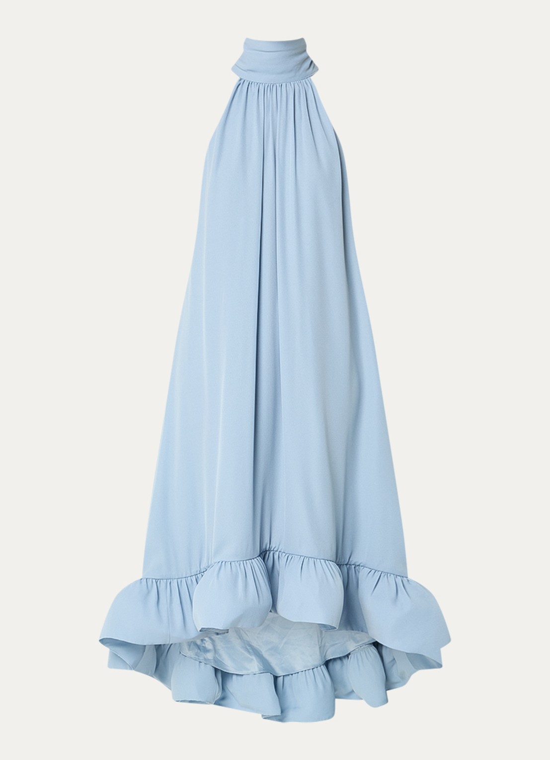 Malina Sabrina midi jurk met volant - voorkant 3 lichtblauw