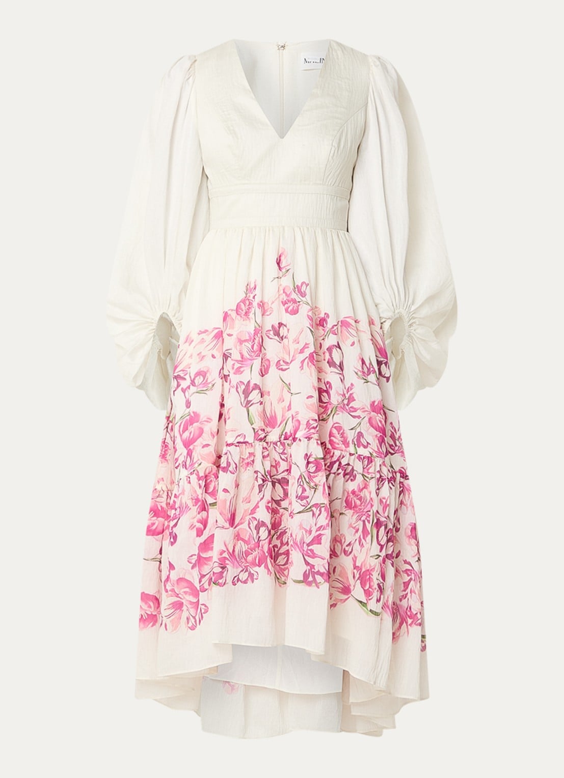 Malina Sasia midi tuniekjurk in linnenblend met bloemenprint - voorkant 3 roze