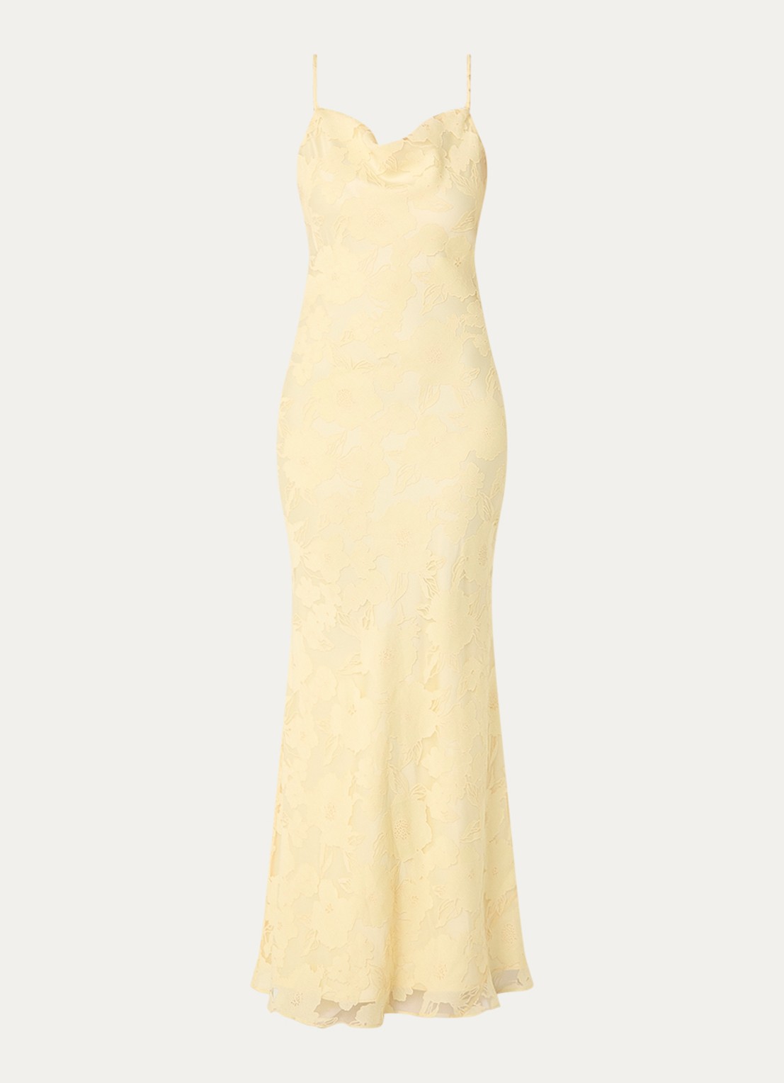 Malina Sorelle maxi jurk met spaghettibandjes - voorkant 3 geel
