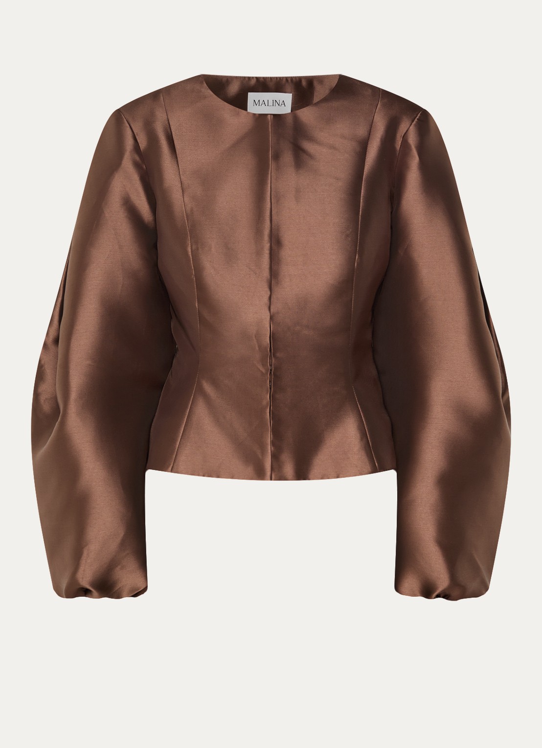 Malina Vendela blouse met ballonmouw - voorkant 3 bruin