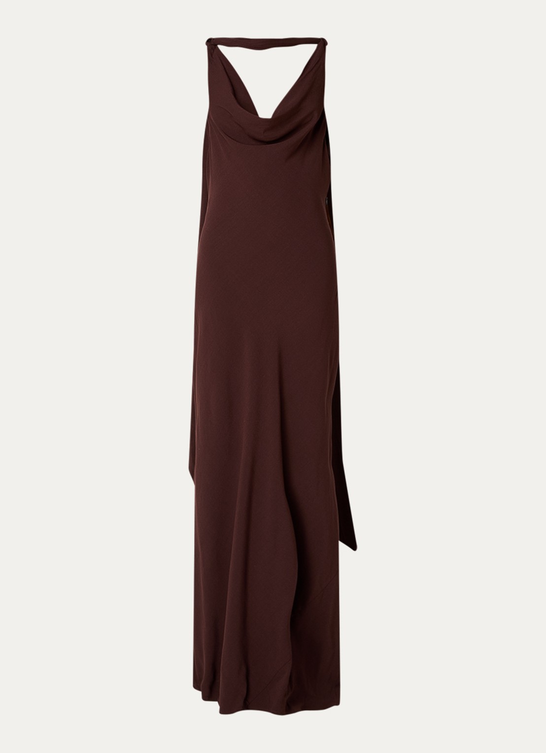 Malina Vida maxi jurk met rugdecolleté - voorkant 2 bruin