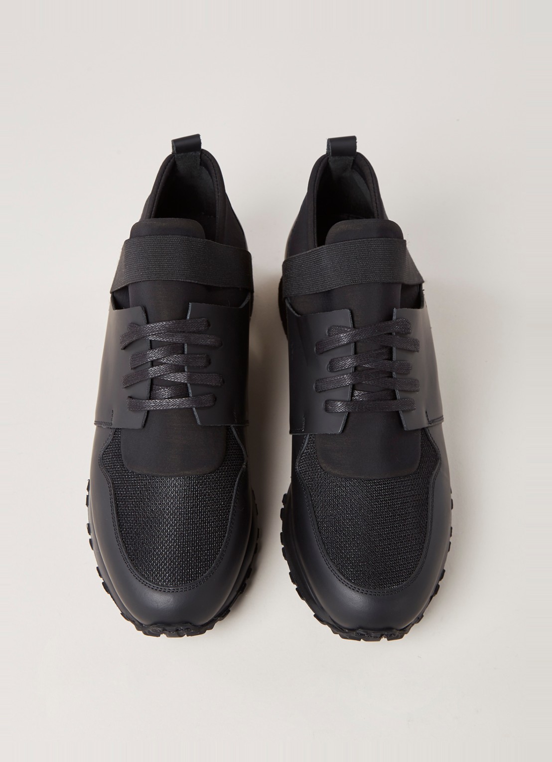 Mallet Elast sneaker met details van leer en mesh - detail 4 zwart