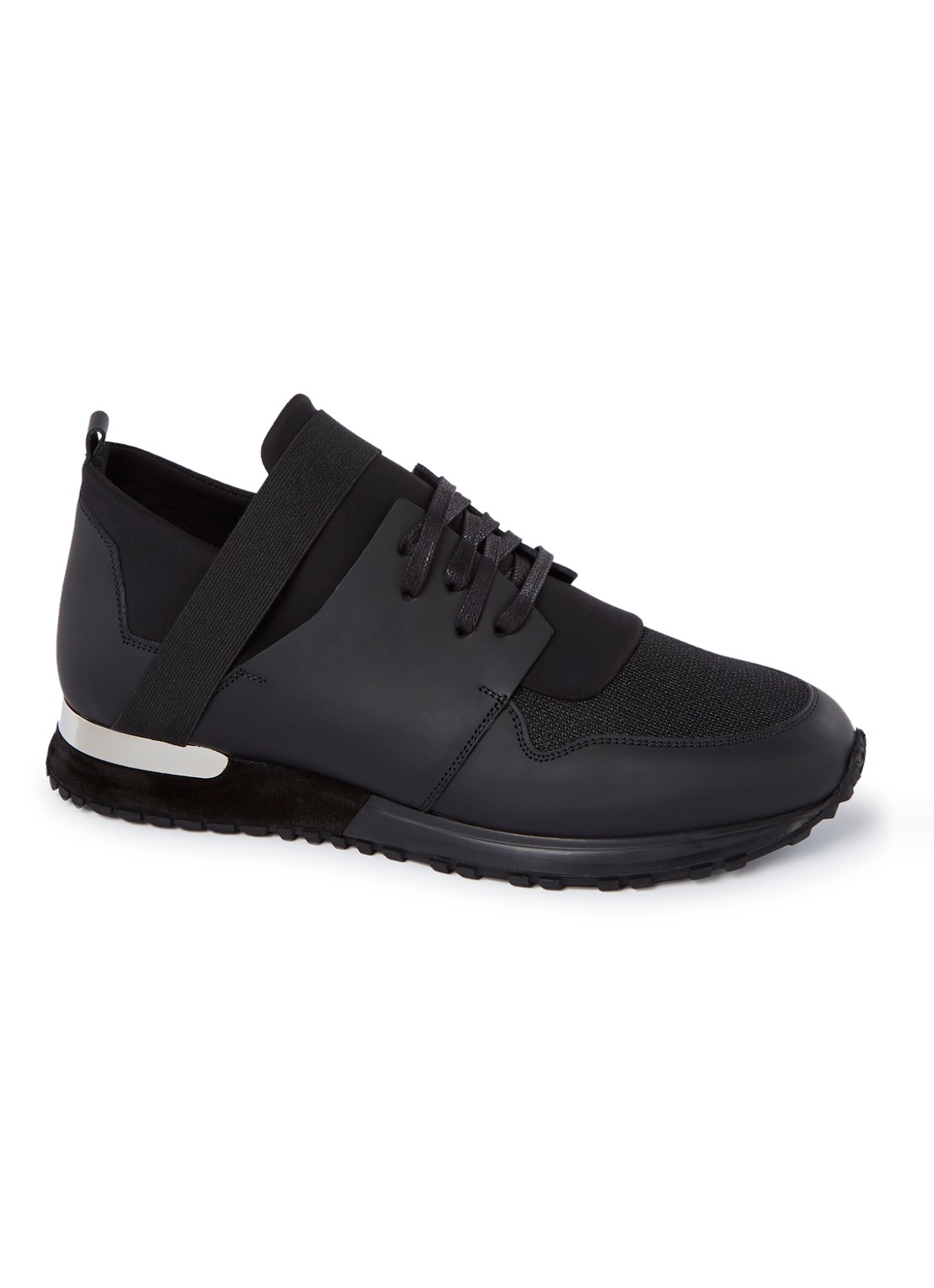 Mallet Elast sneaker met details van leer en mesh - voorkant zwart