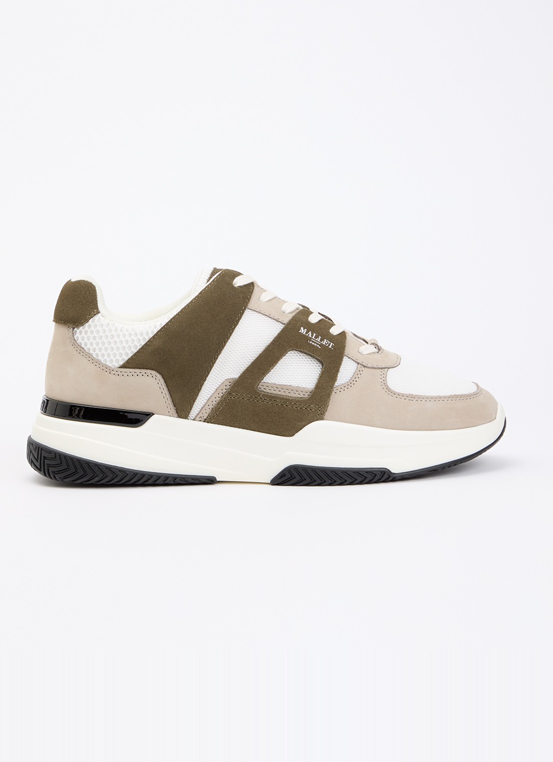 Mallet Marquess sneaker van mesh met suède details - voorkant khaki