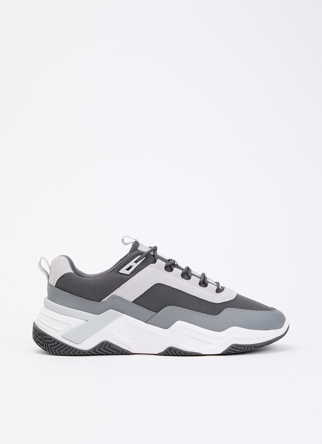 Mallet Odessy sneakers met leren details  - voorkant 5 antraciet