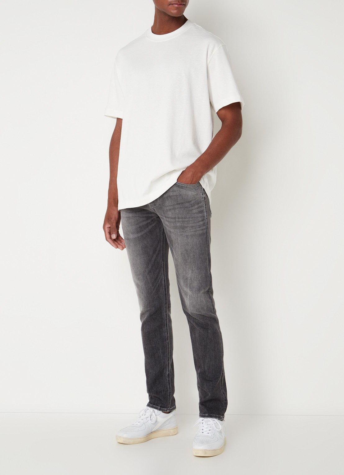 MANGO Anouk T-shirt met ronde hals  - voorkant 3 gebroken wit