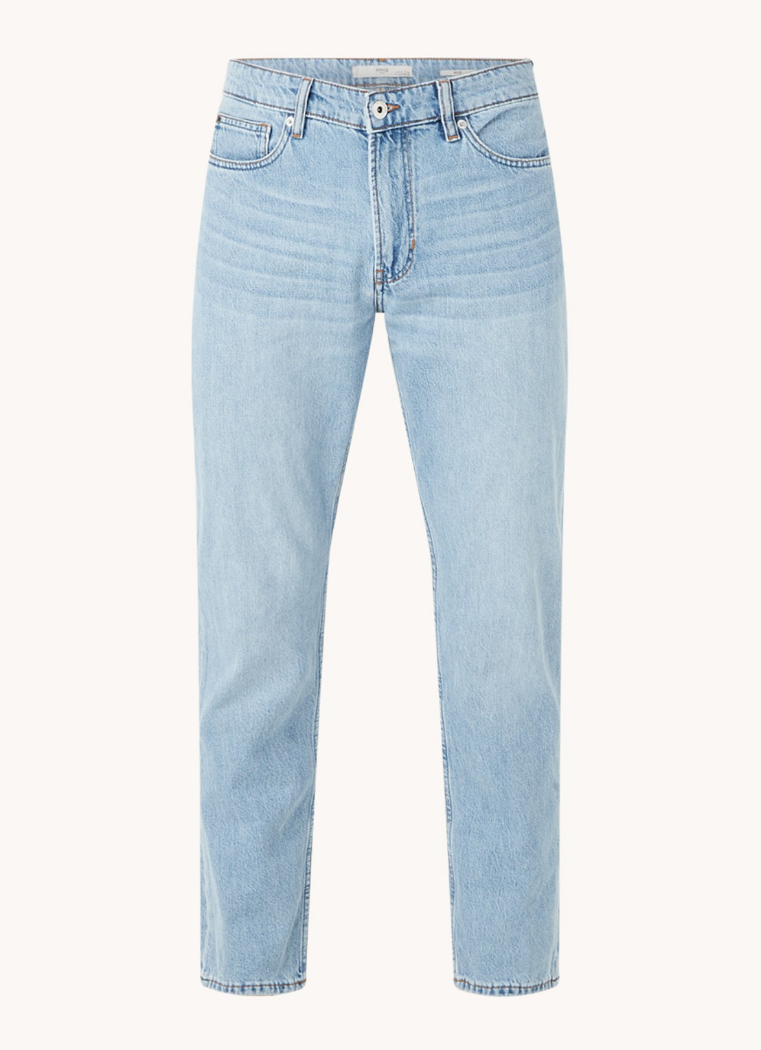 Mango Bob straight leg jeans met lichte wassing - voorkant 4 indigo
