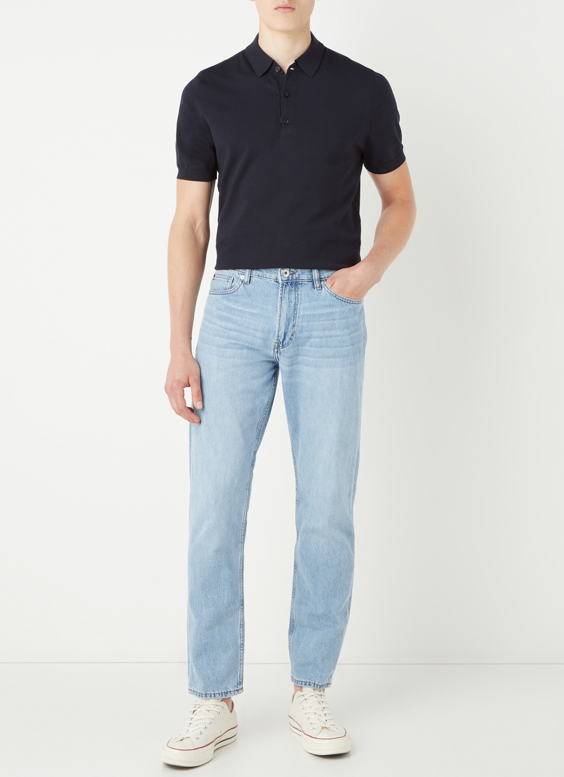 Mango Bob straight leg jeans met lichte wassing - voorkant 5 indigo