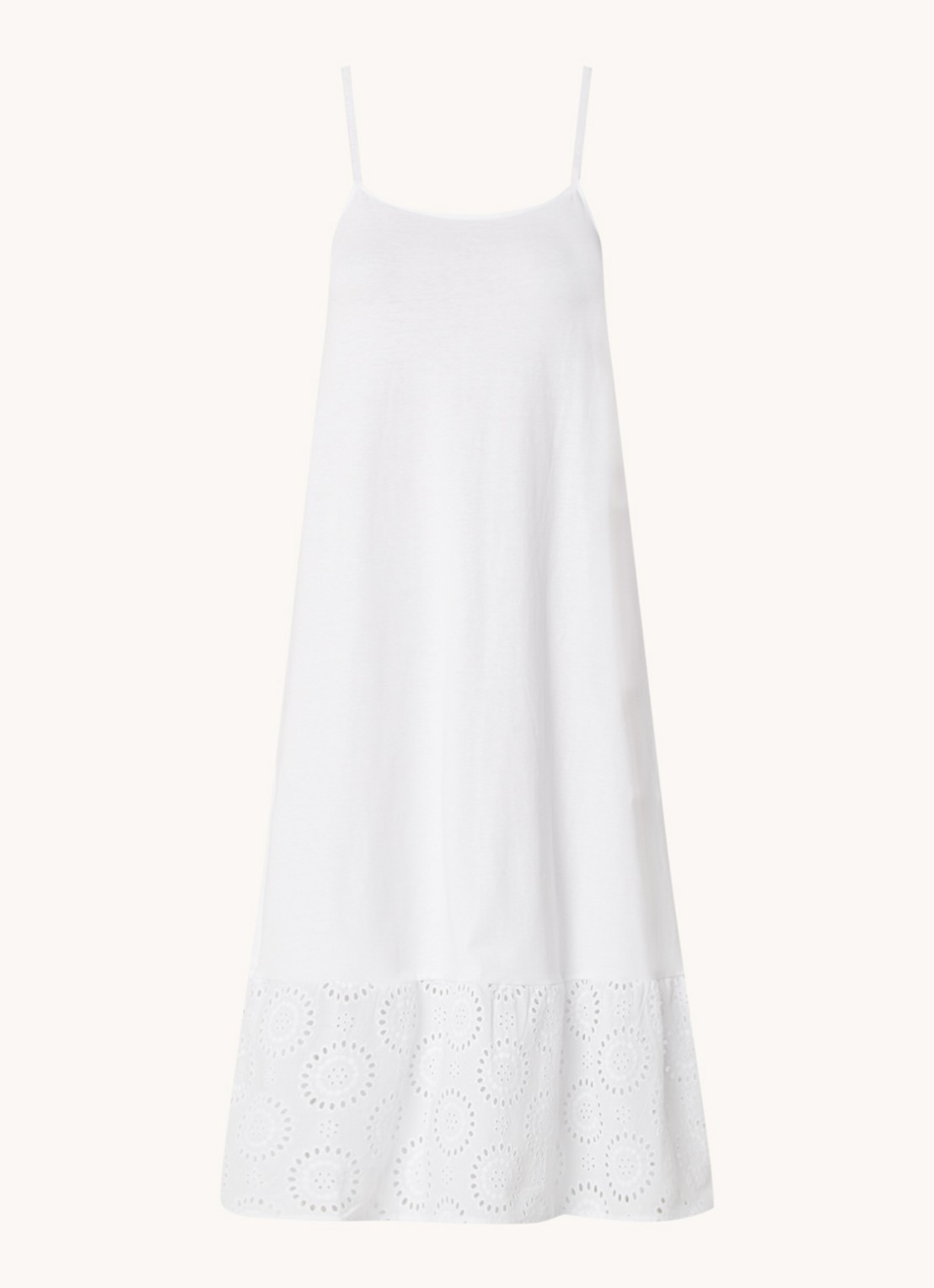 Mango Dina midi jurk met broderie  - voorkant 3 wit