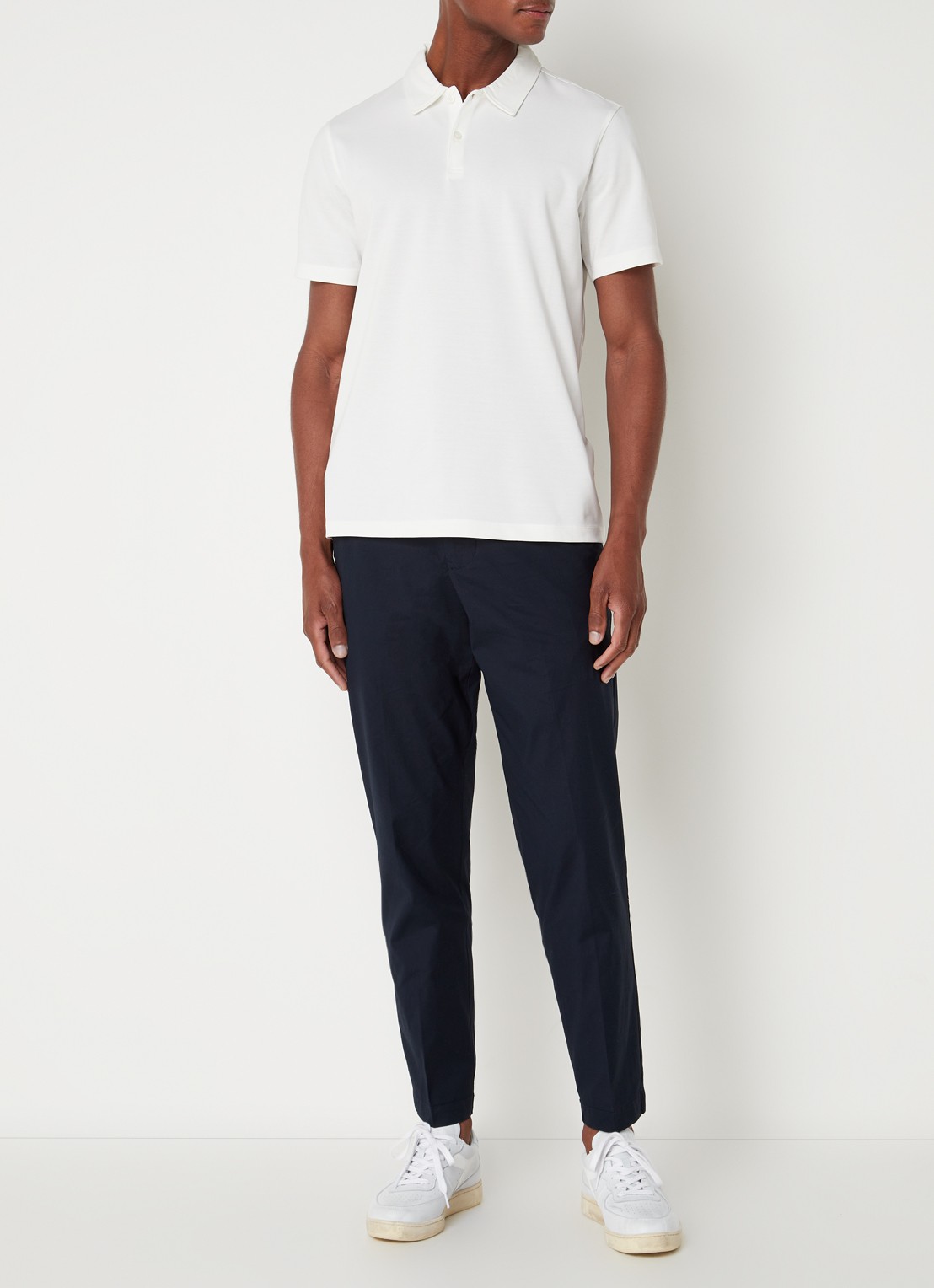 MANGO Ezequi regular fit polo  - voorkant 4 gebroken wit