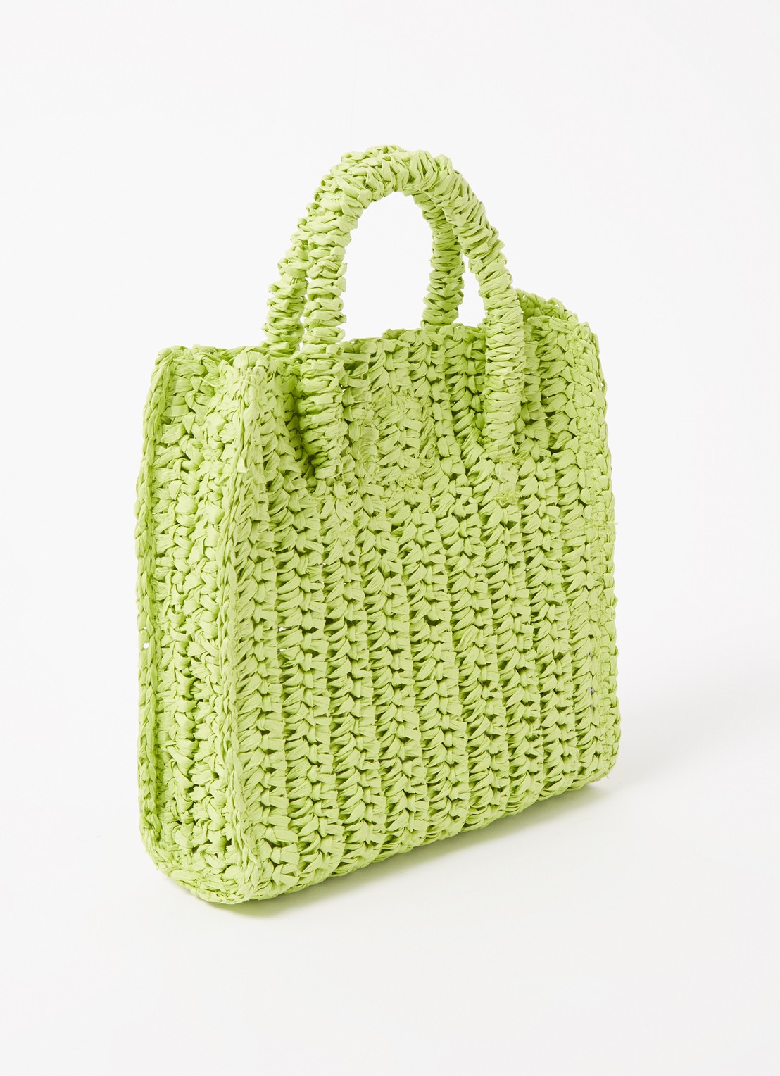 Mango Fez handtas van stro - achterkant 2 lime