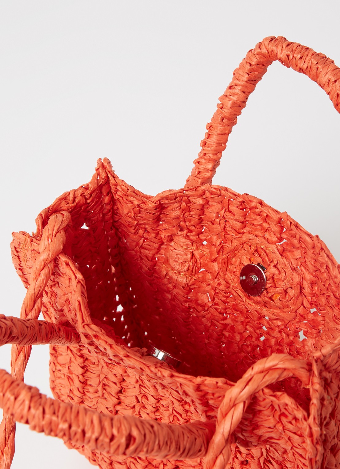 Mango Fez handtas van stro - detail oranje