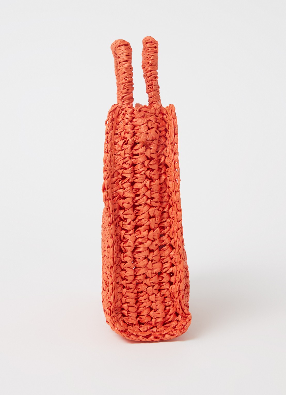 Mango Fez handtas van stro - detail 2 oranje