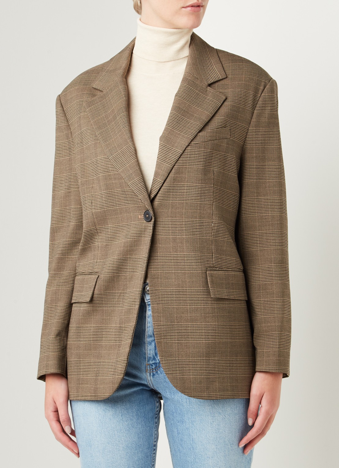 Mango James blazer met ruitdessin - detail 3 bruin
