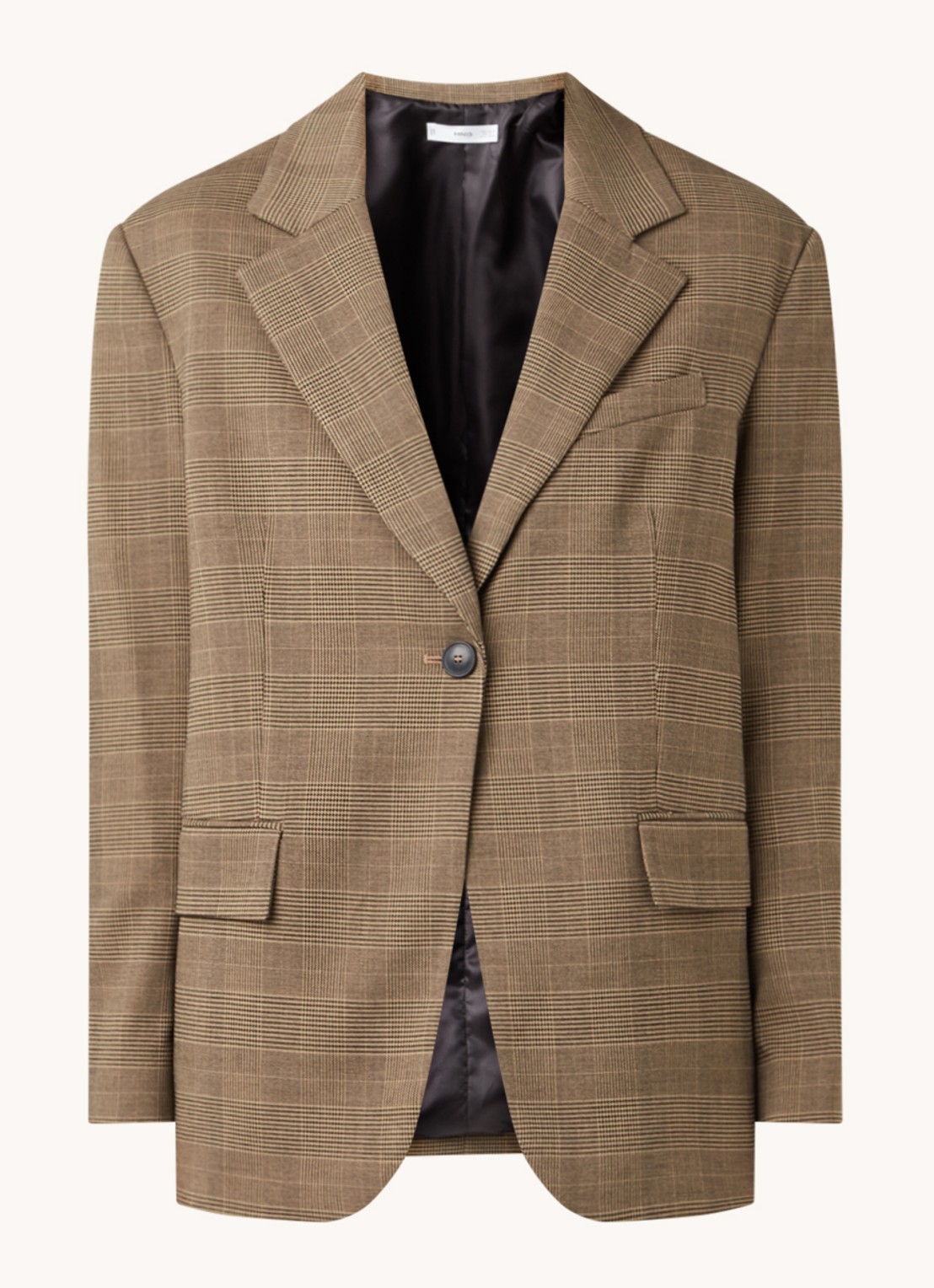 Mango James blazer met ruitdessin - voorkant bruin