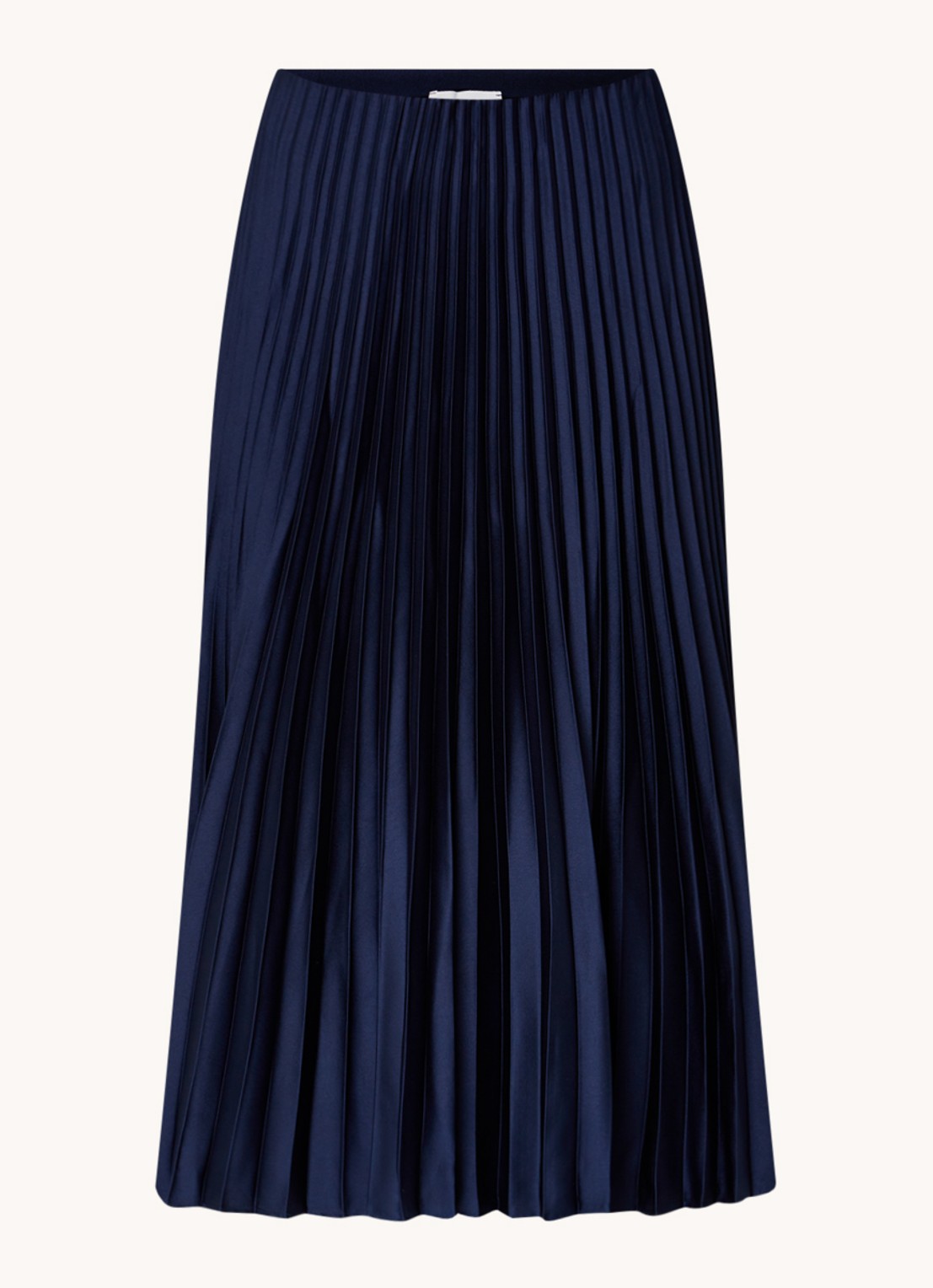 Mango Plisado midirok van satijn met plissé - voorkant 3 donkerblauw