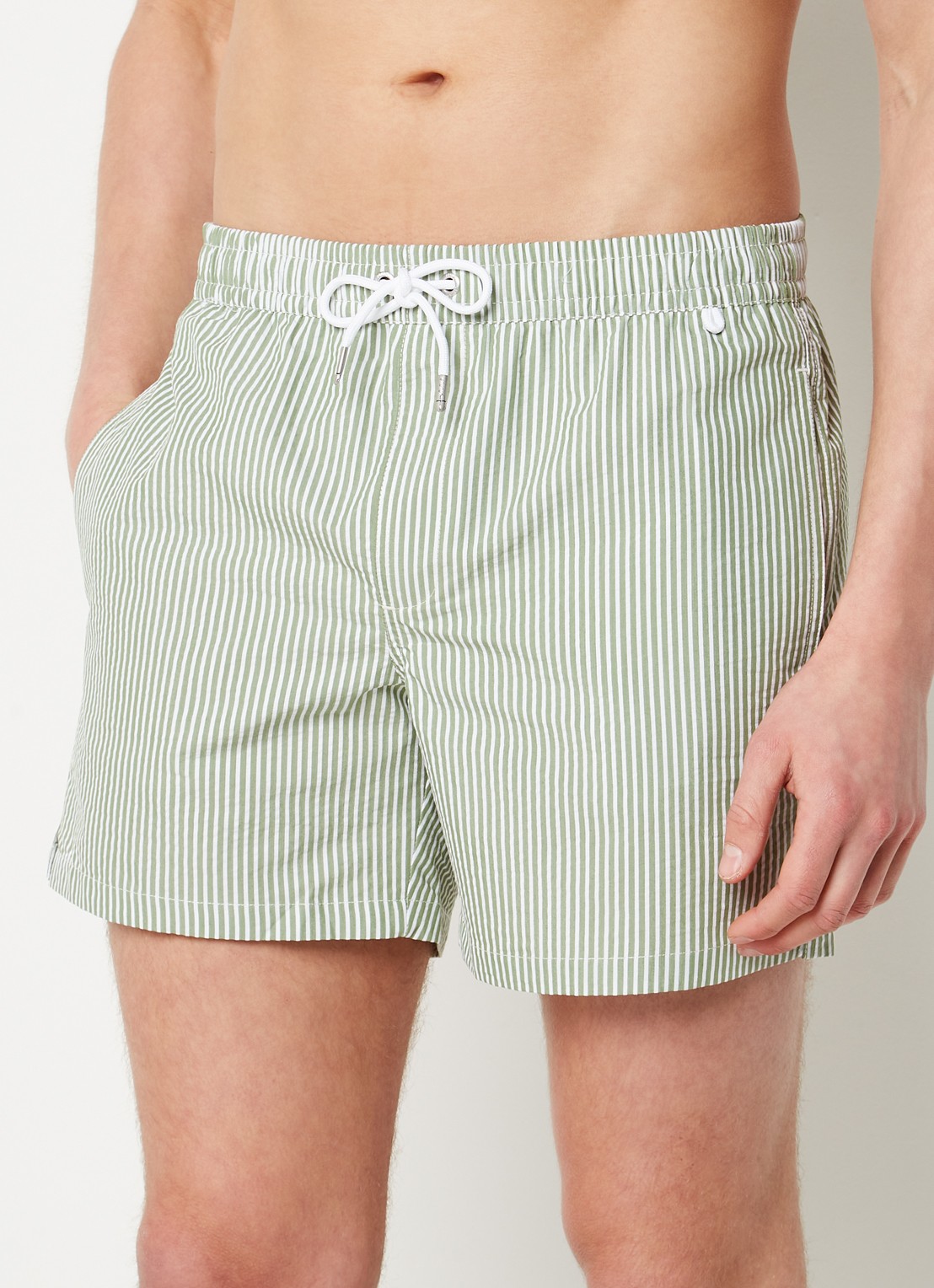 Mango Seer zwemshorts met streepprint - detail 3 groen