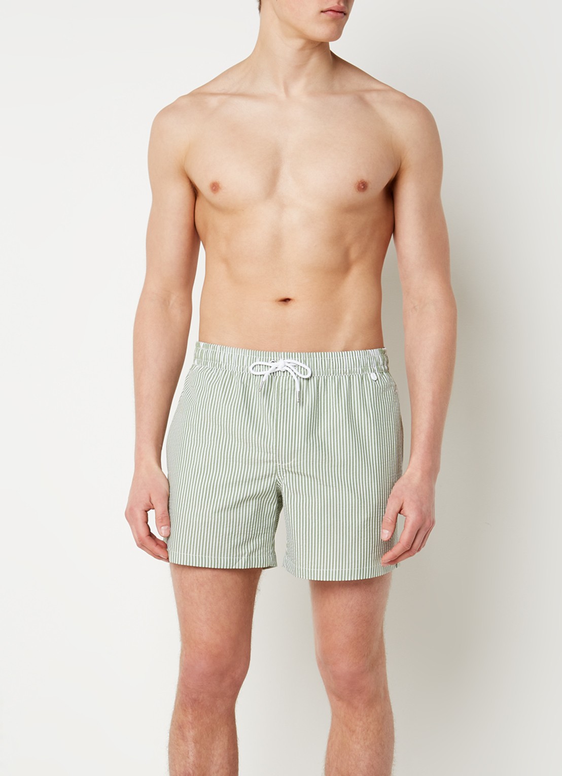 Mango Seer zwemshorts met streepprint - voorkant 2 groen