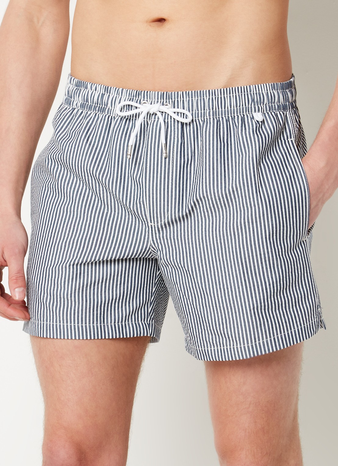 Mango Seer zwemshorts met streepprint - detail 3 donkerblauw