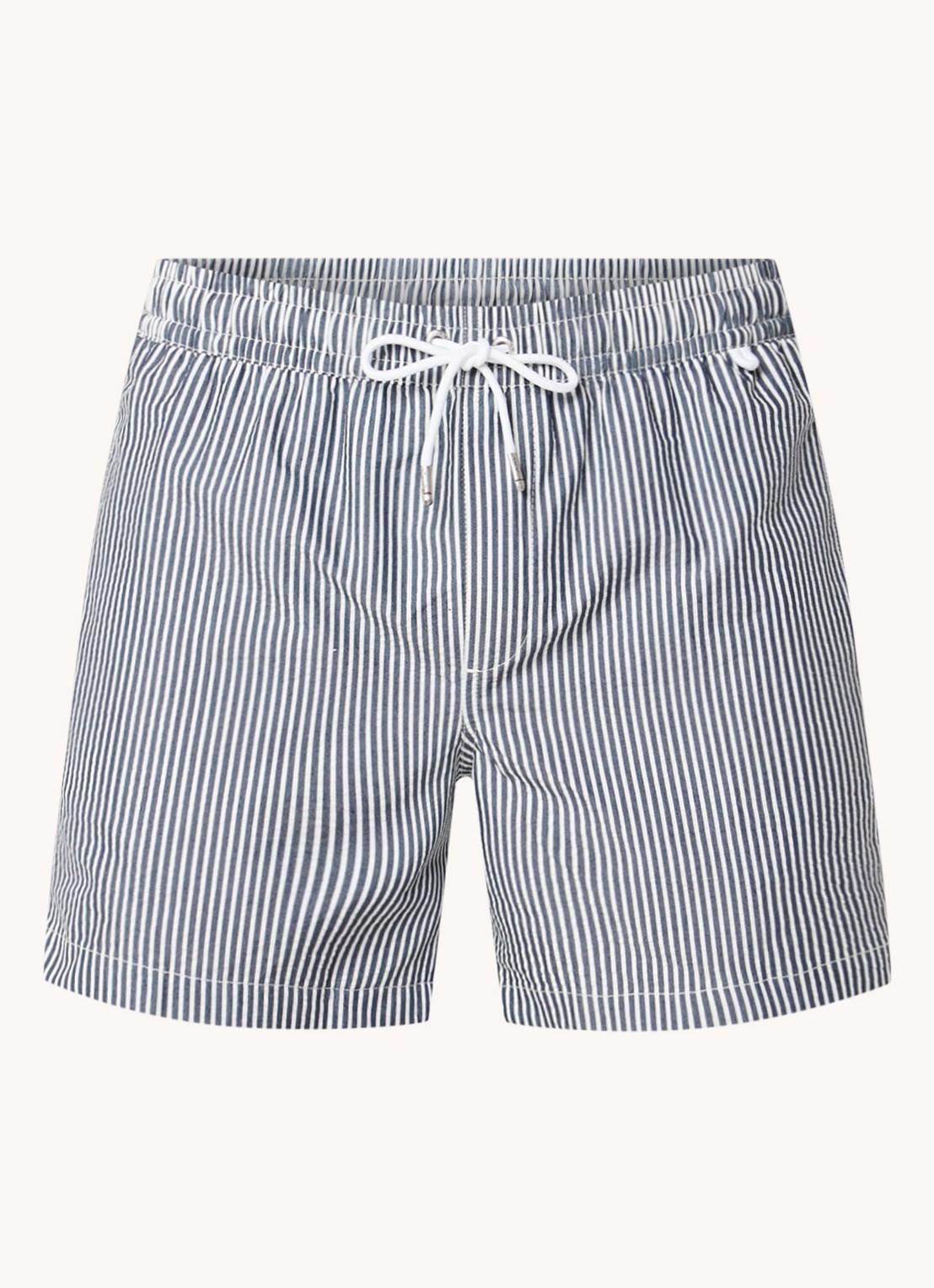 Mango Seer zwemshorts met streepprint - voorkant donkerblauw