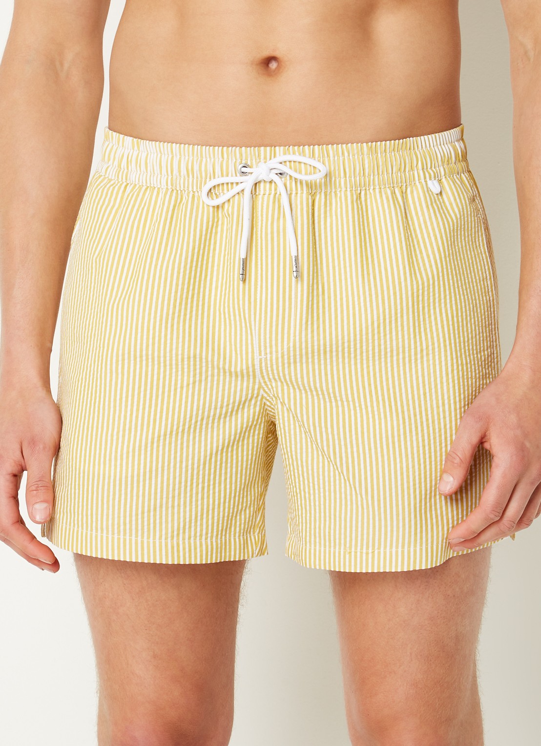 Mango Seer zwemshorts met streepprint - detail 3 geel