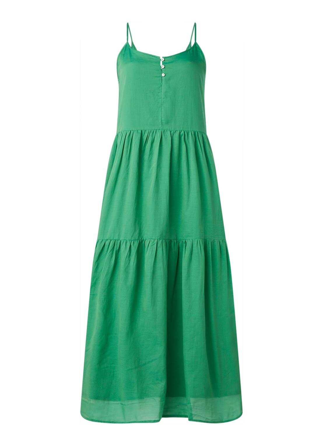 Mango Soli maxi jurk met spaghettibandjes - voorkant 2 groen